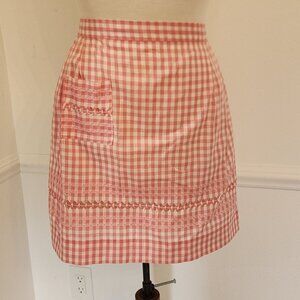Vintage Pink & White Gingham Apron With Pocket & Bow Tie